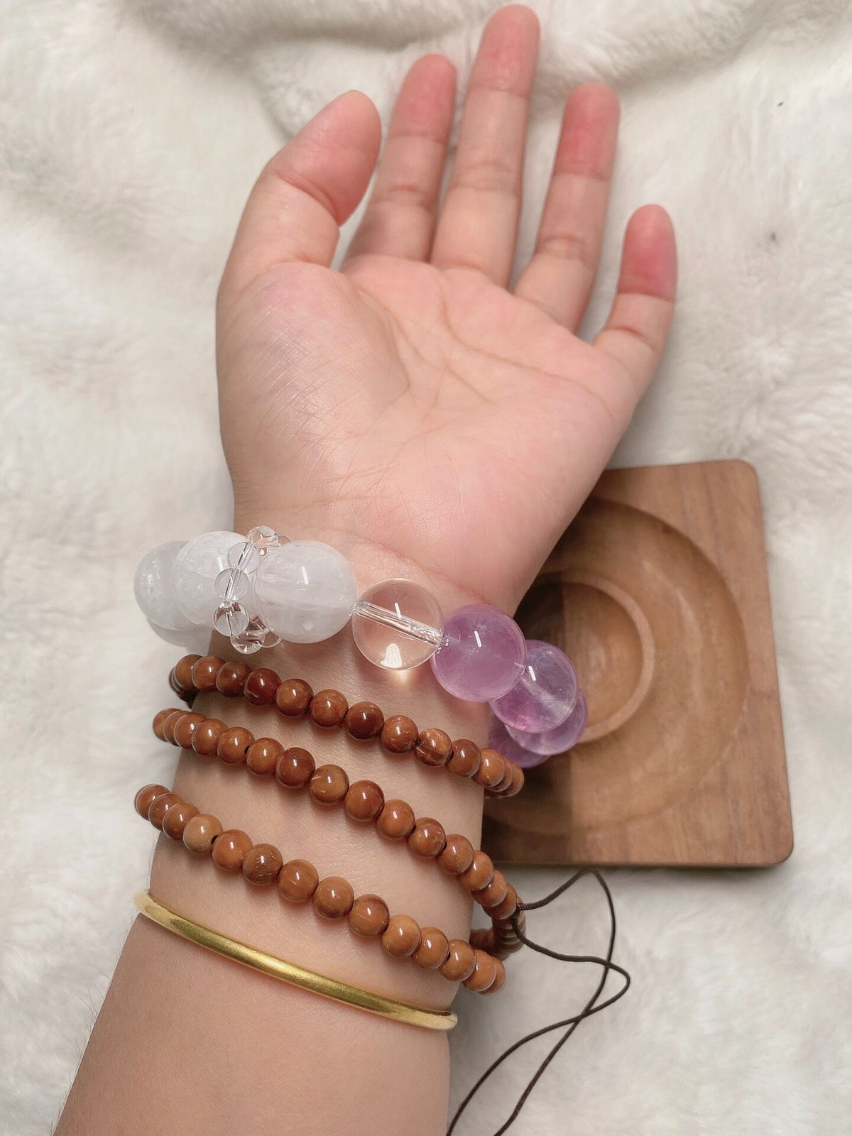 Natural Crystal Bracelet White Phantom Lavender Amethyst