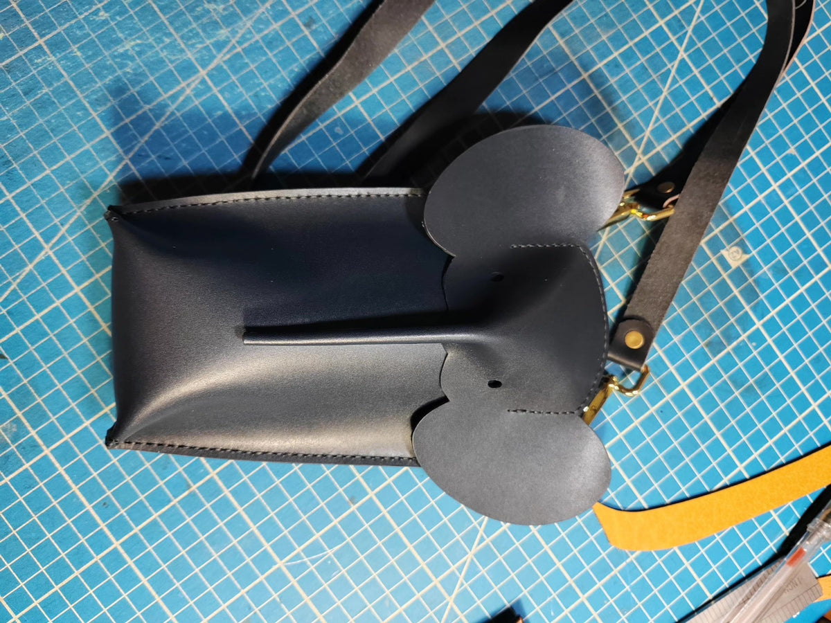 Handmade Leather Elephant Phone Bag Navy Blue