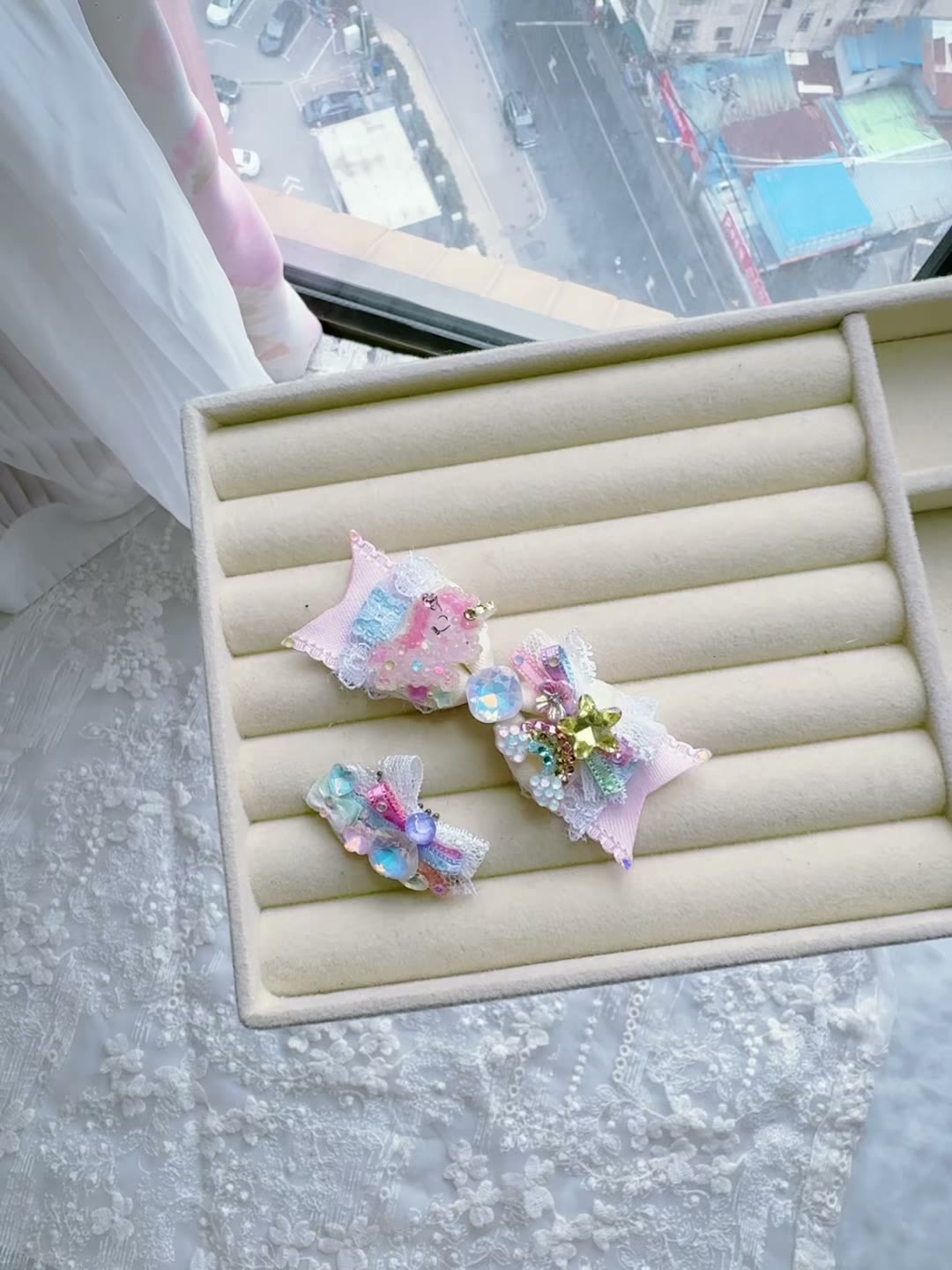 Pink Unicorn Bow Butterfly Hair Clip Set