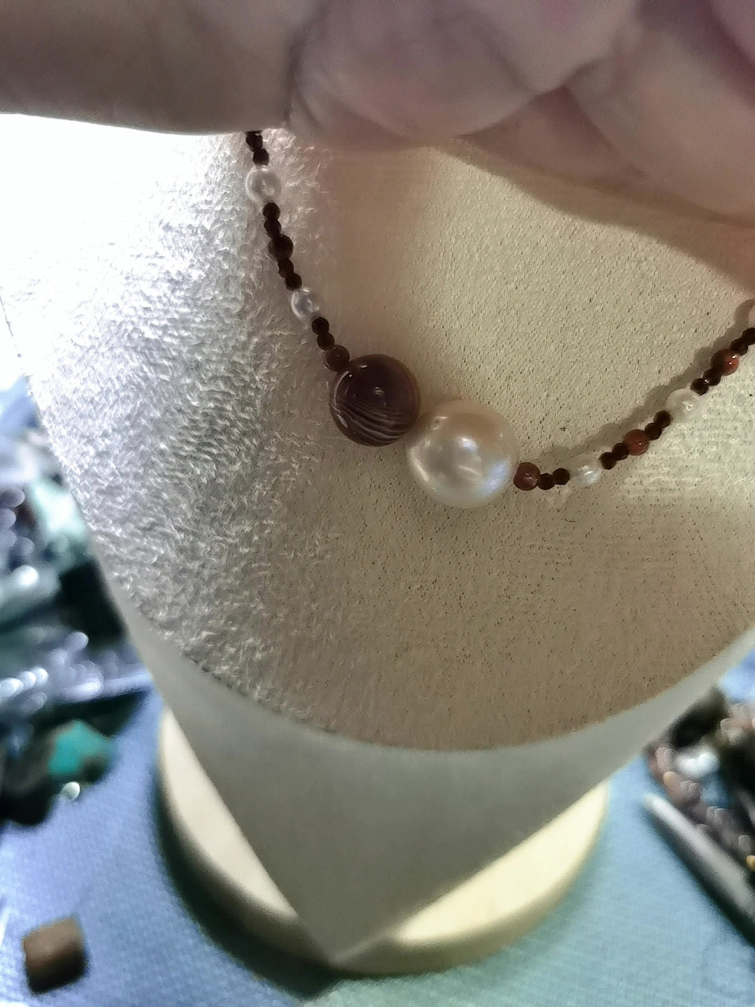 Natural Freshwater Pearl South Red Agate Necklace