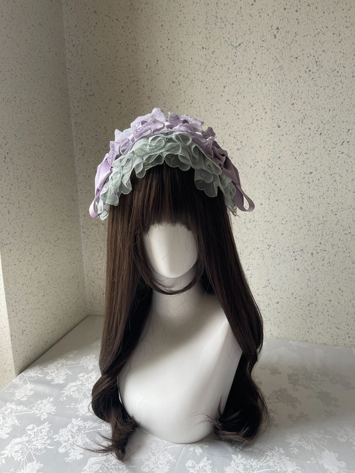 Purple Green Lolita Lace Headband Handmade