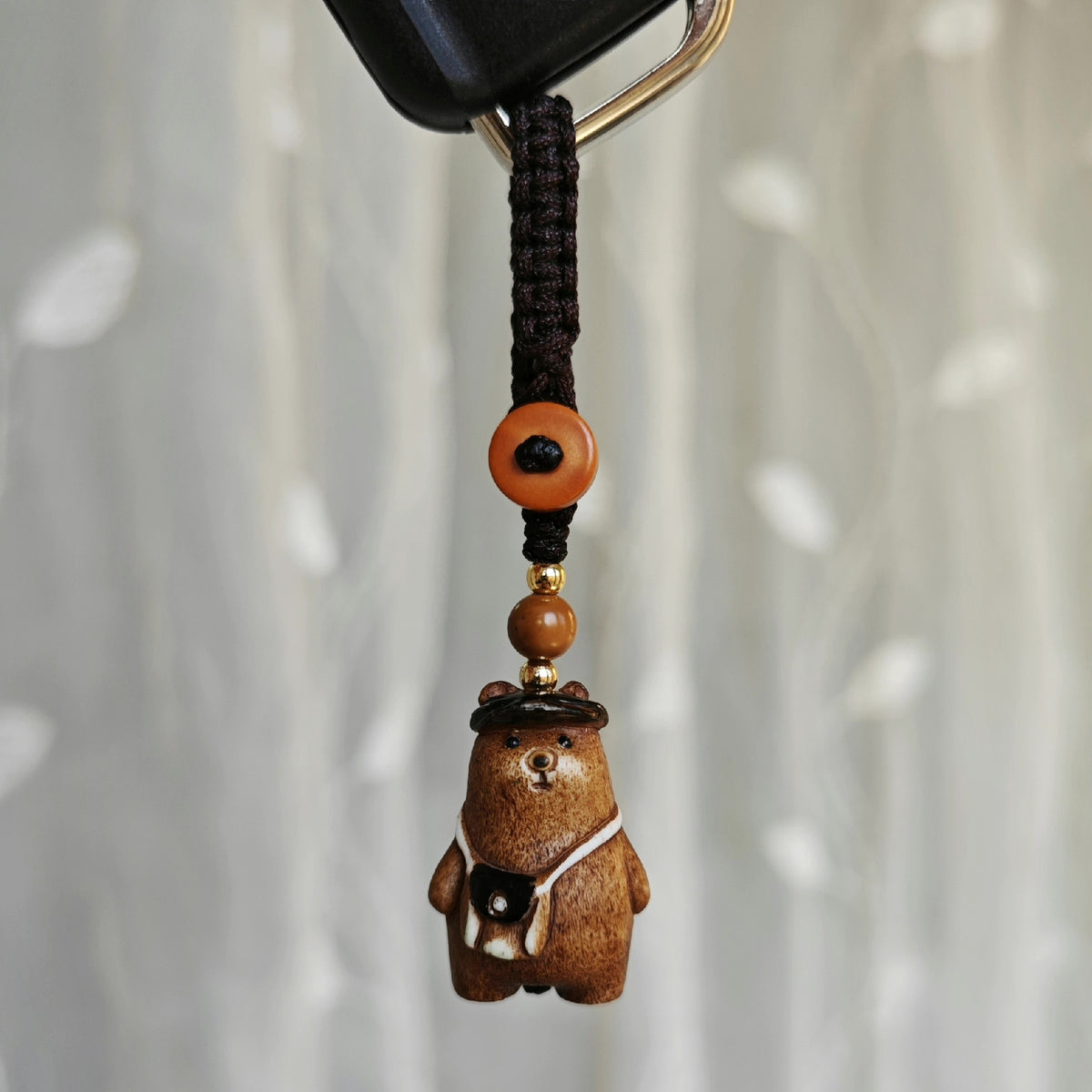 Carved Bear Backpack Keychain Bag Charm