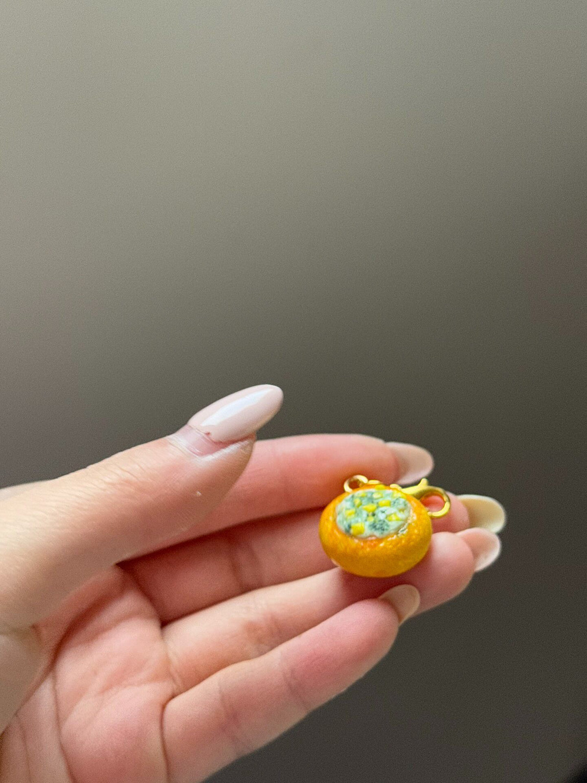 Miniature Orange Bowl Charm Handmade Clay