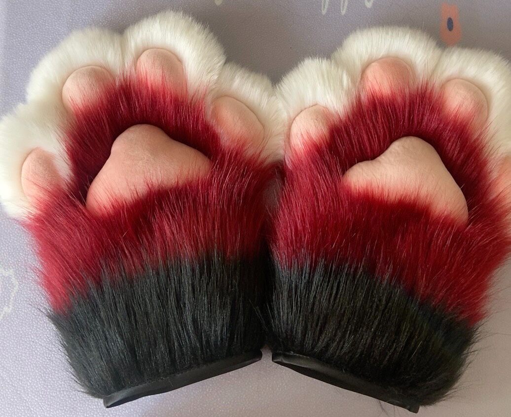 Plush Animal Paw Gloves Tri-Color