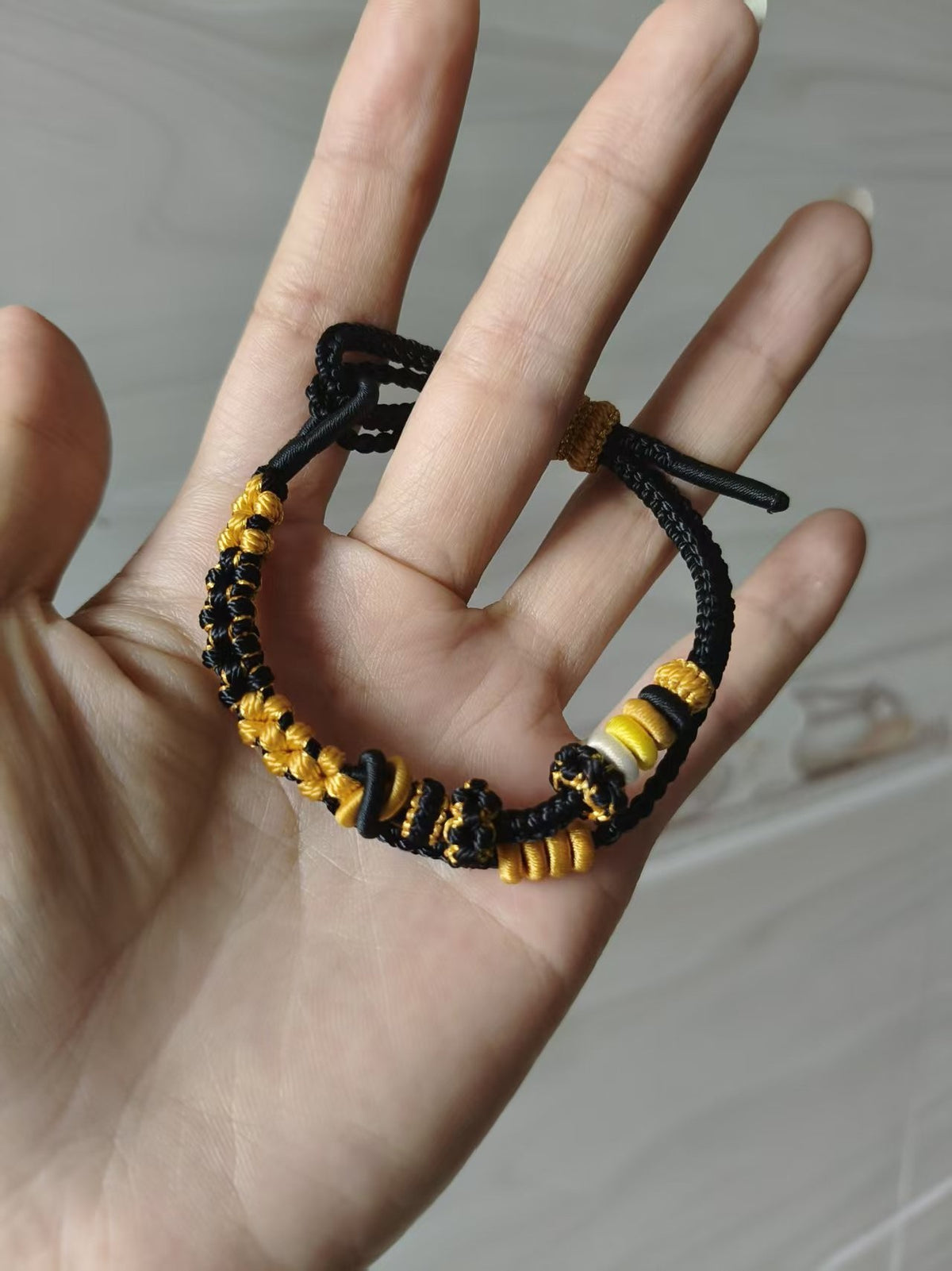 Handwoven Black Gold Double Layer Bracelet