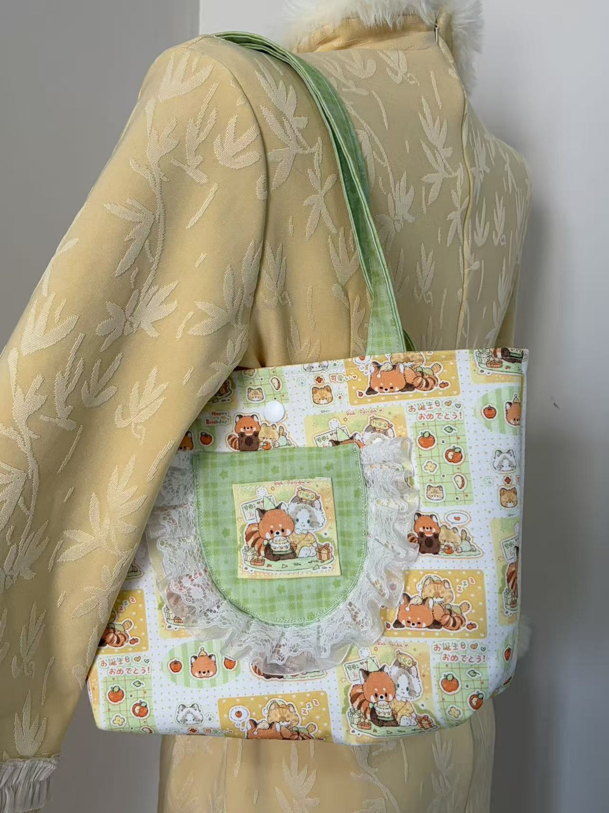 Canvas Tote Bag with Fox Print