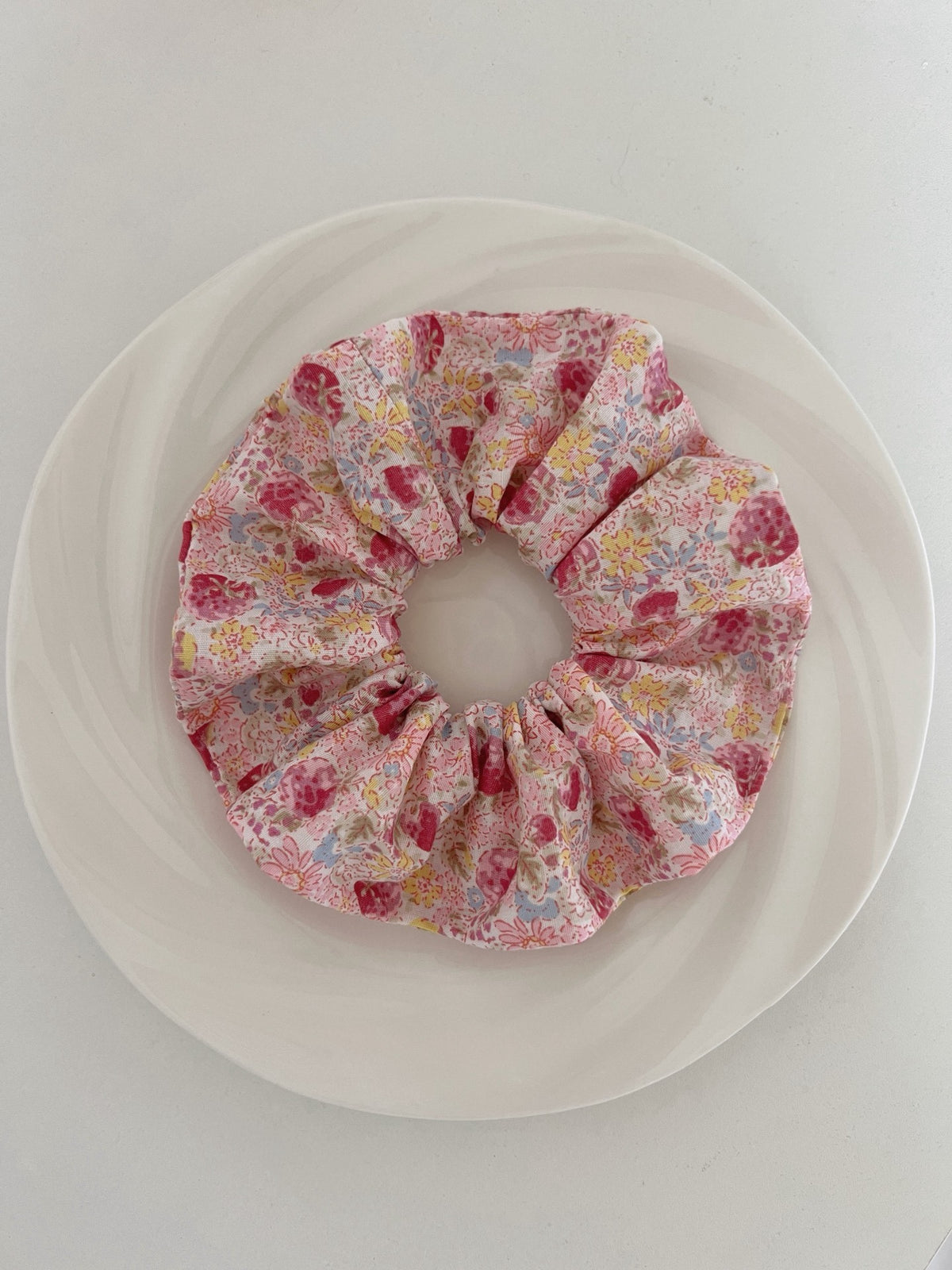 Handmade Berry Print Fabric Hair Scrunchie