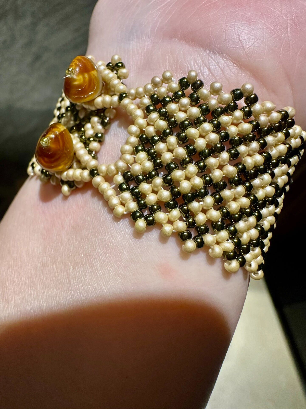Seed Bead Bracelet Diagonal Grid Pattern