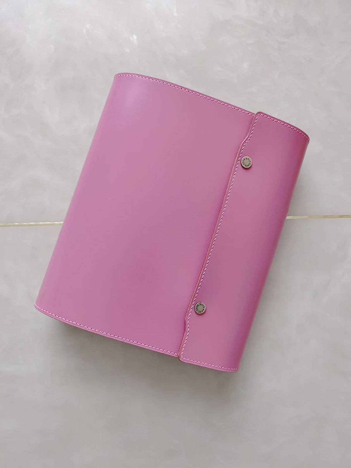 A5 Pink Leather Six Ring Notebook Cover