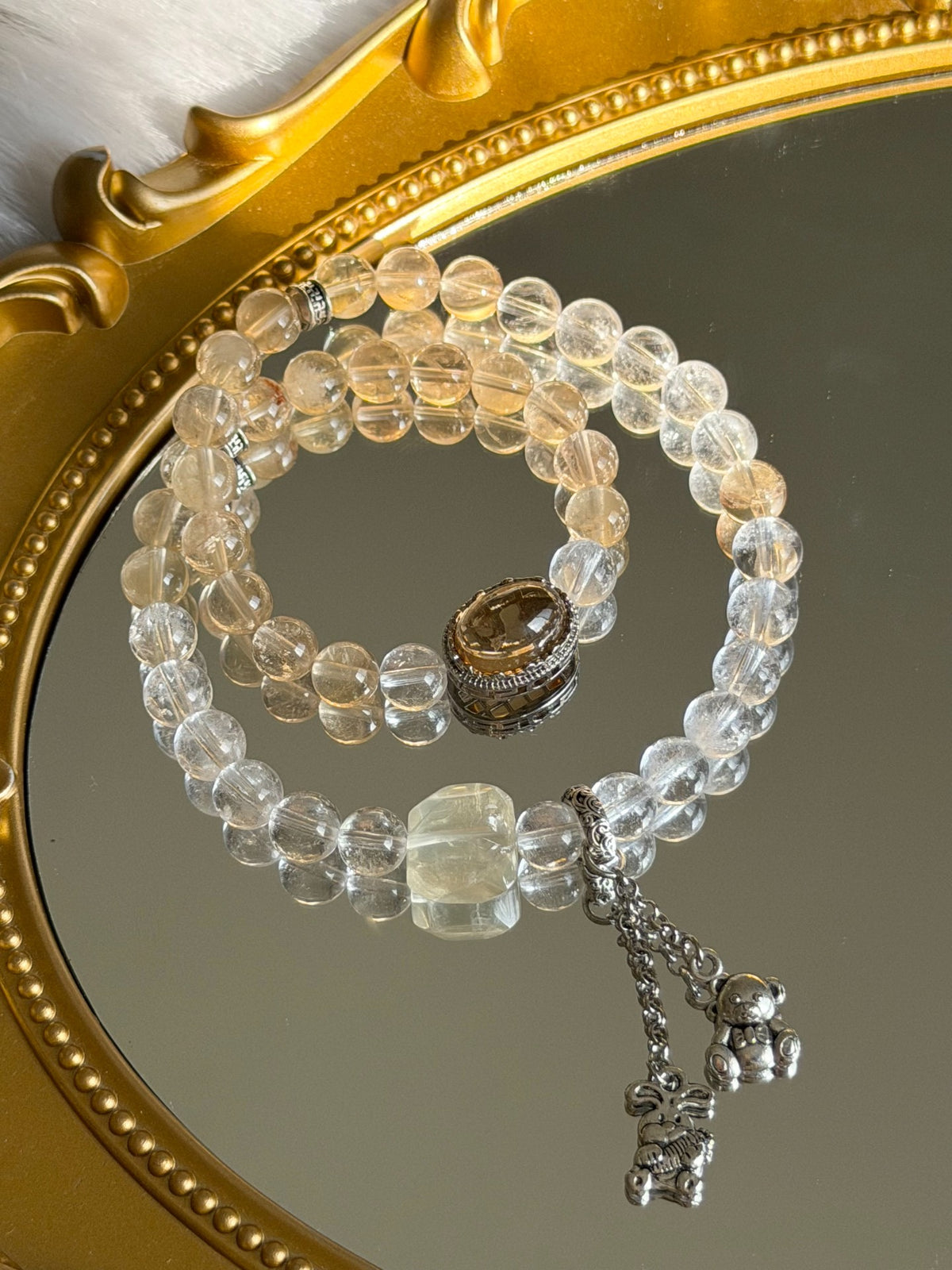 Natural Citrine Double Loop Beaded Bracelet