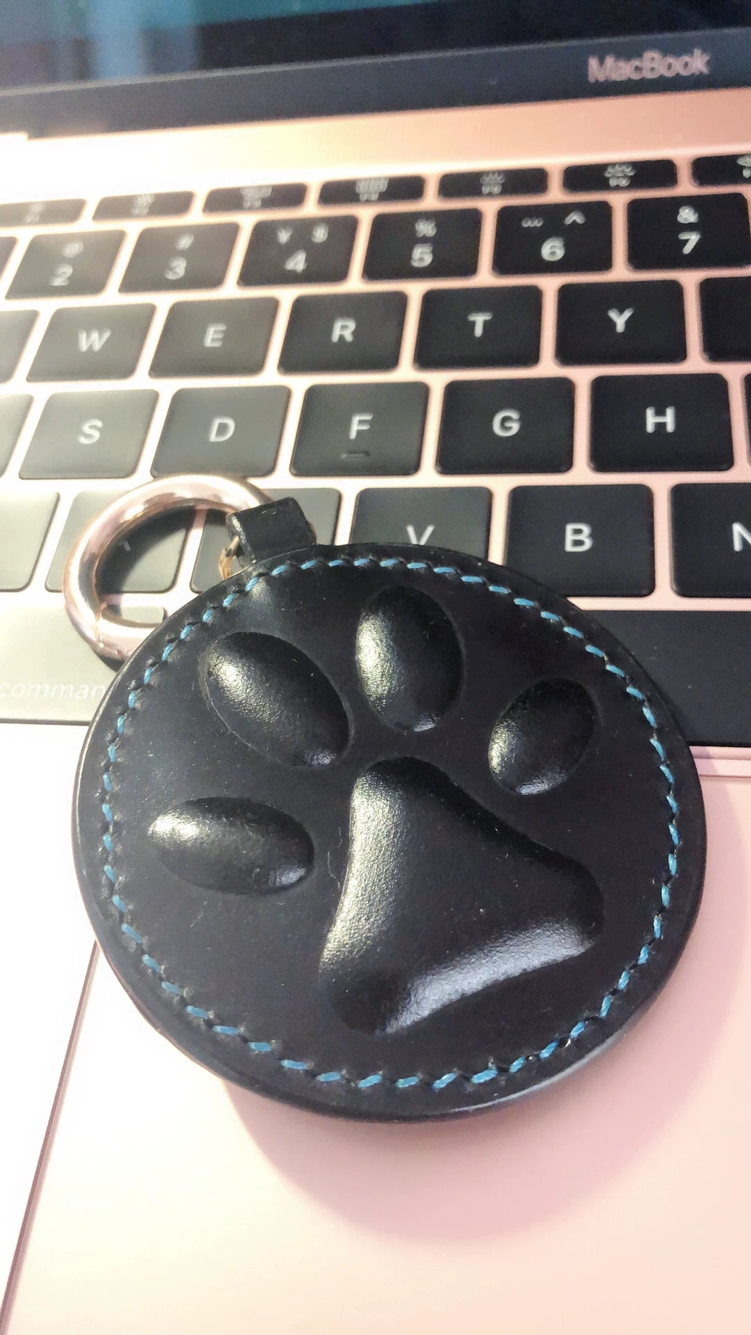 Black Leather Cat Paw Keychain Charm