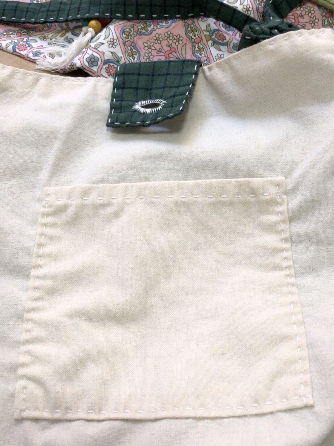 Handmade Adjustable Dark Green Checkered Canvas Bag