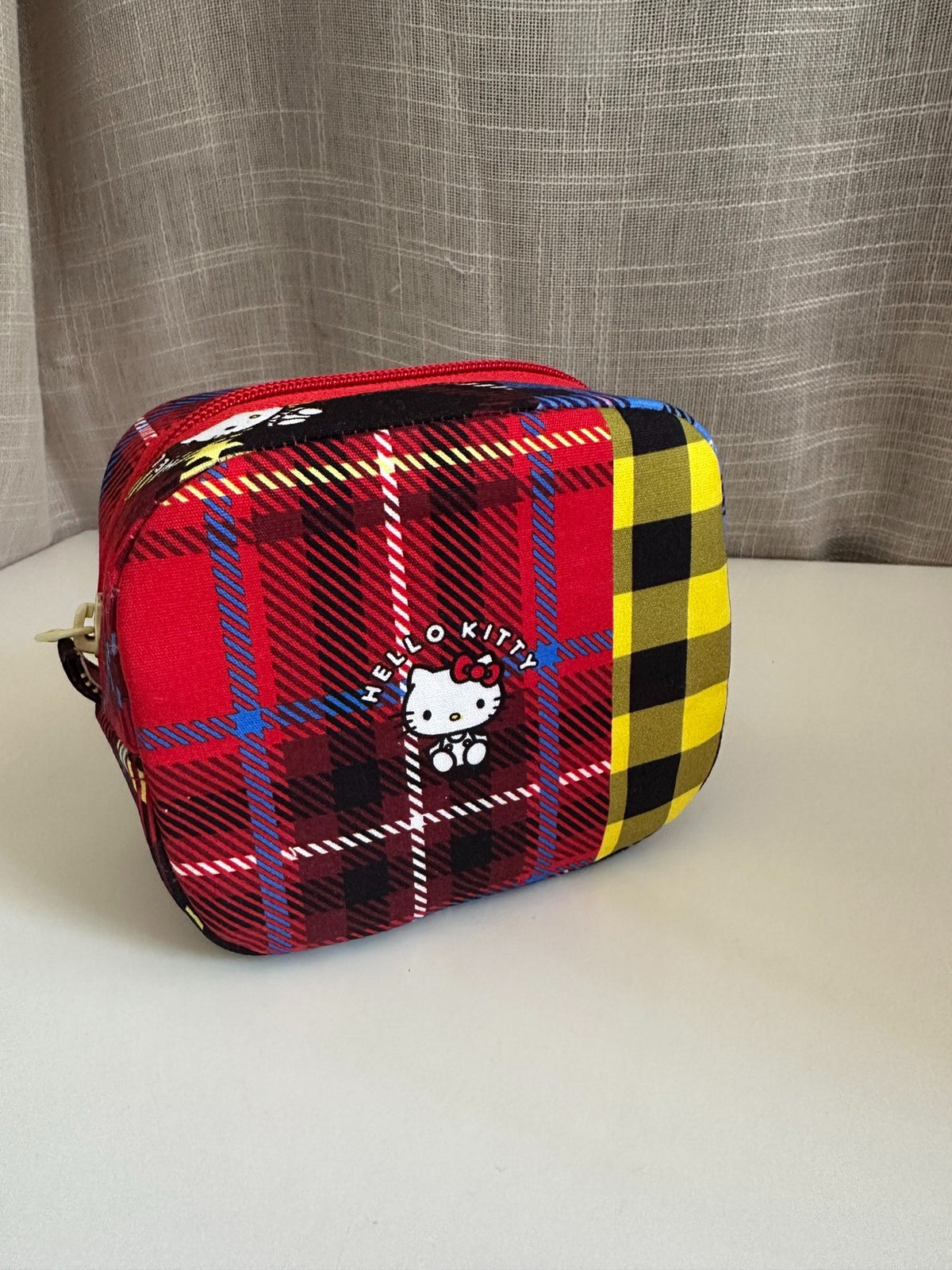 Hello Kitty Plaid Handmade Fabric Pouch