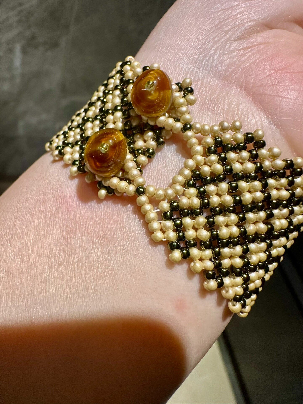 Seed Bead Bracelet Diagonal Grid Pattern