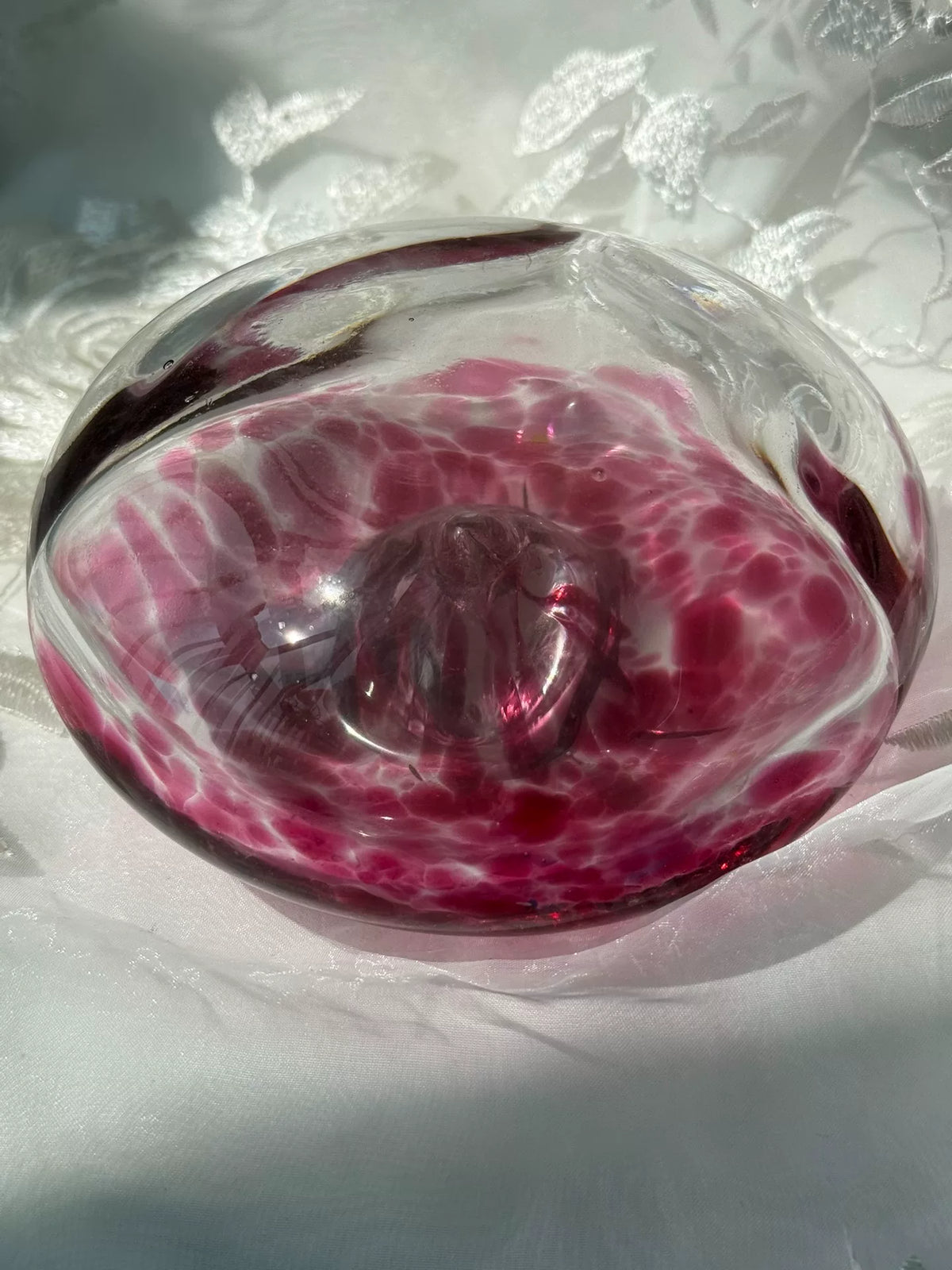 Vintage Rood Glazen Persjikaibaas Pompo Ornament
