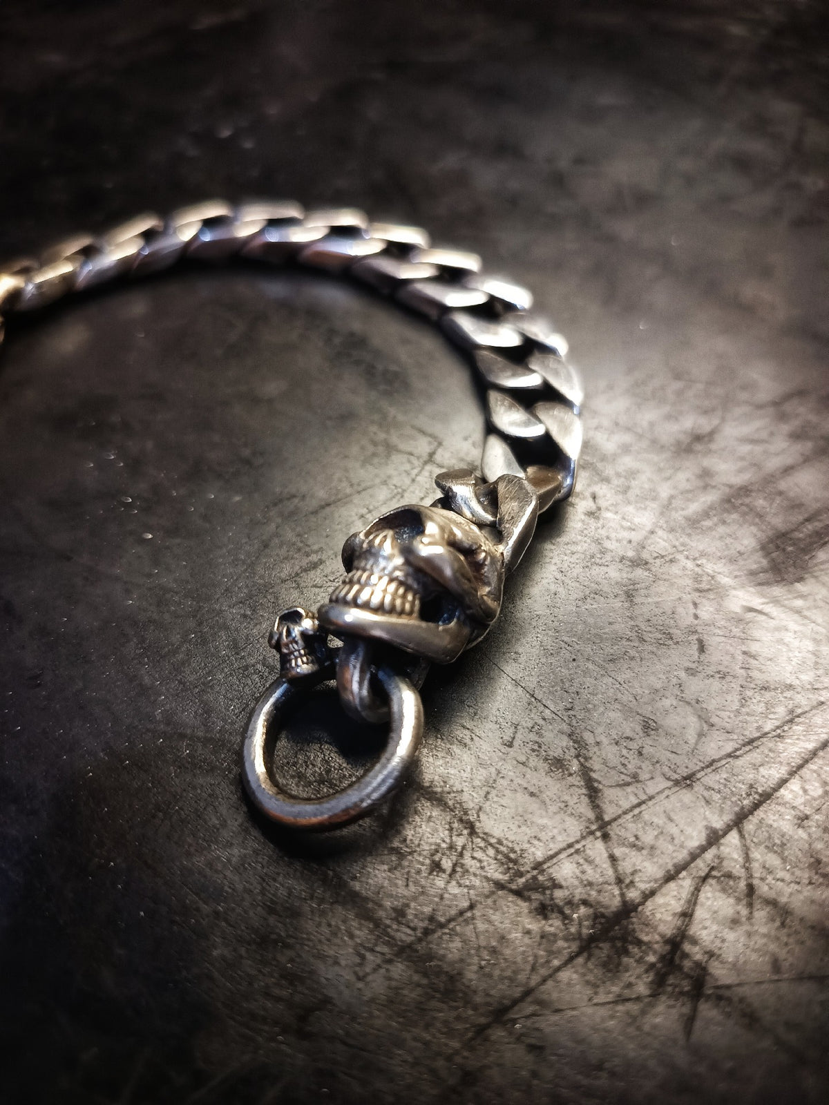 Heavy Silver Oxidized Curb Chain Bracelet