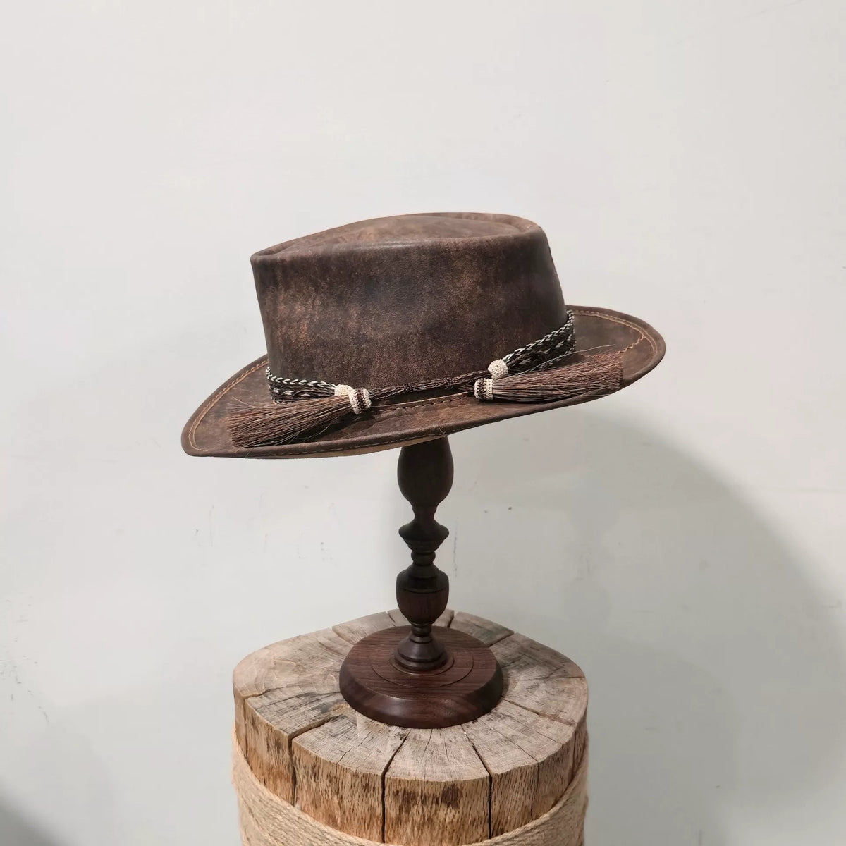 Handmade Italian Leather Western Cowboy Hat