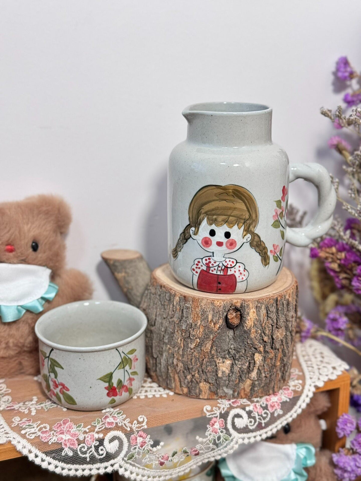 Hand Painted Ceramic Pitcher Set 500ml