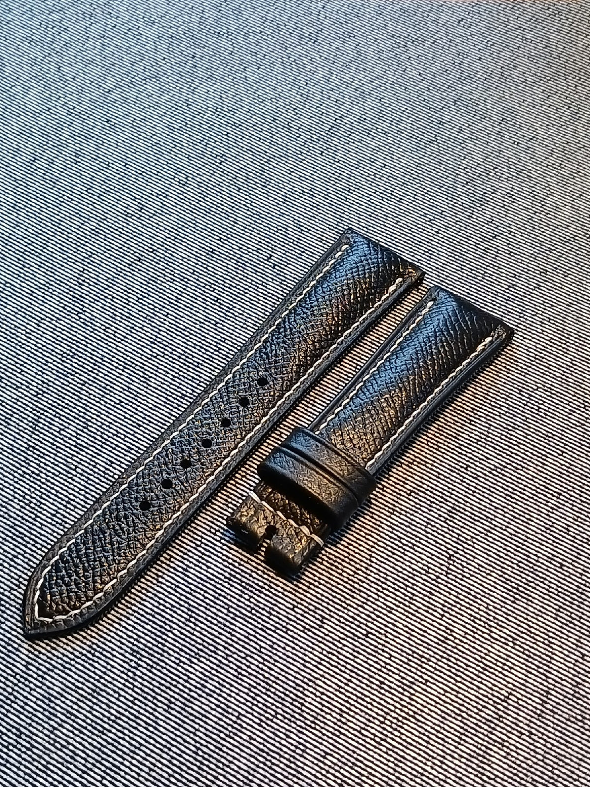 Epsom Leather Watch Strap 22mm Black