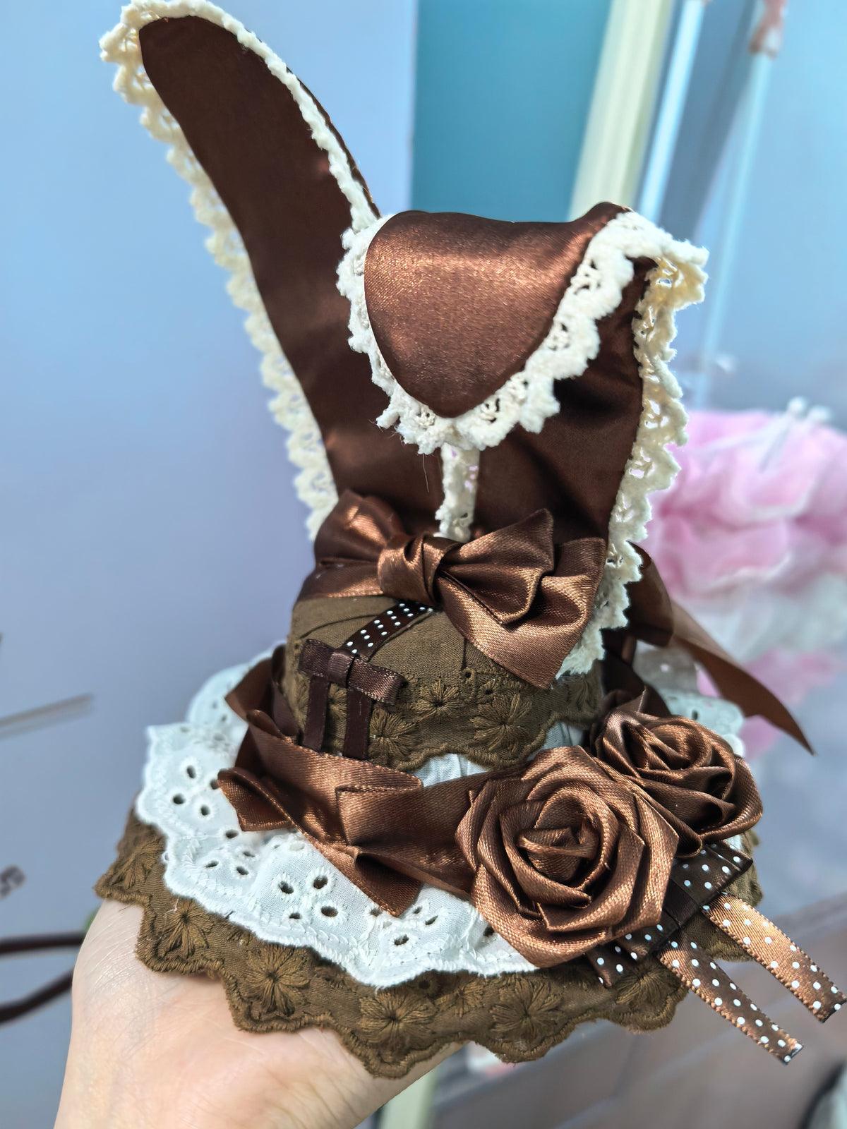 Brown Rabbit Ear Fascinator Hat