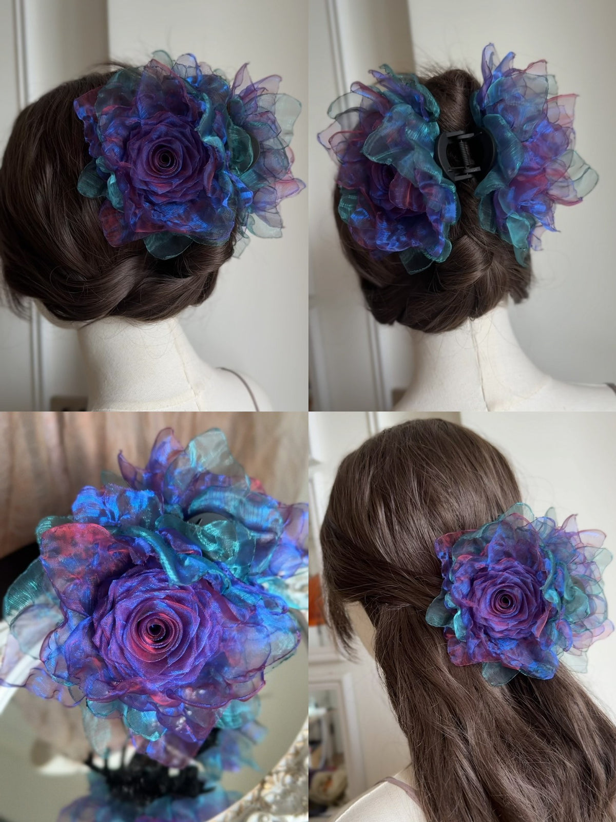 Handmade Fabric Rose Hair Clip