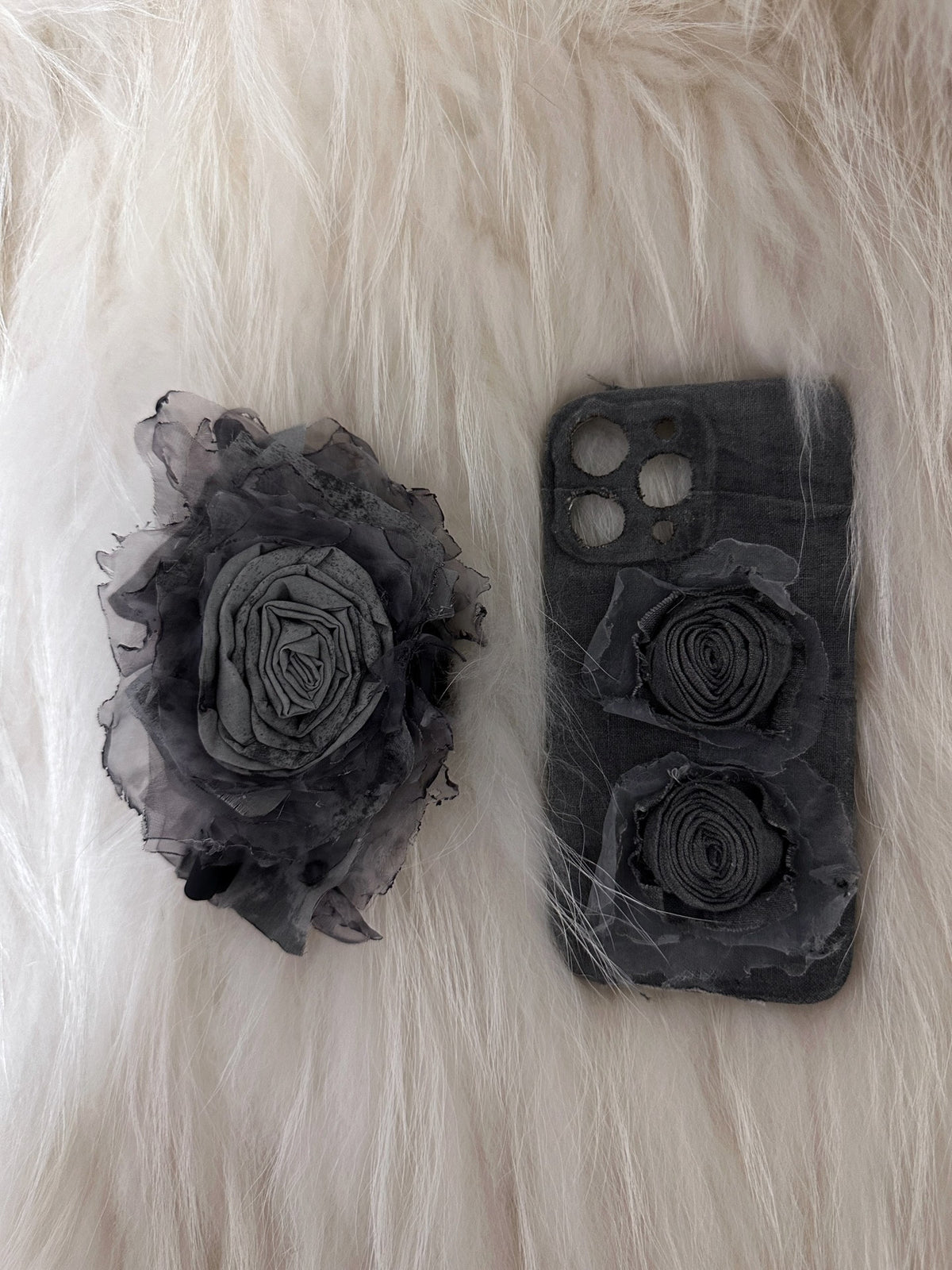 Plant-Dyed Fabric Rose Hair Claw Clip