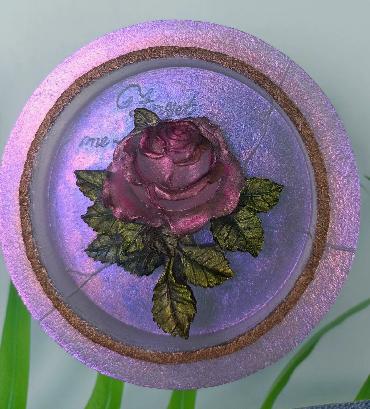 Round Lidded Rose Container 9 cm
