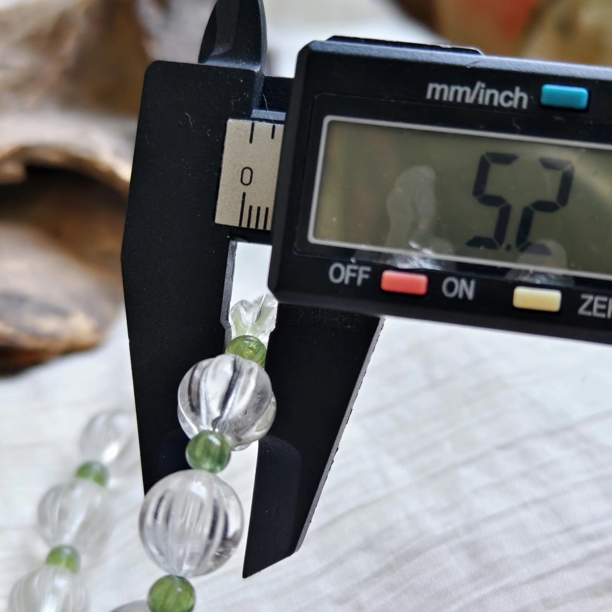 White Crystal Pumpkin Bead Green Kunzite Bracelet