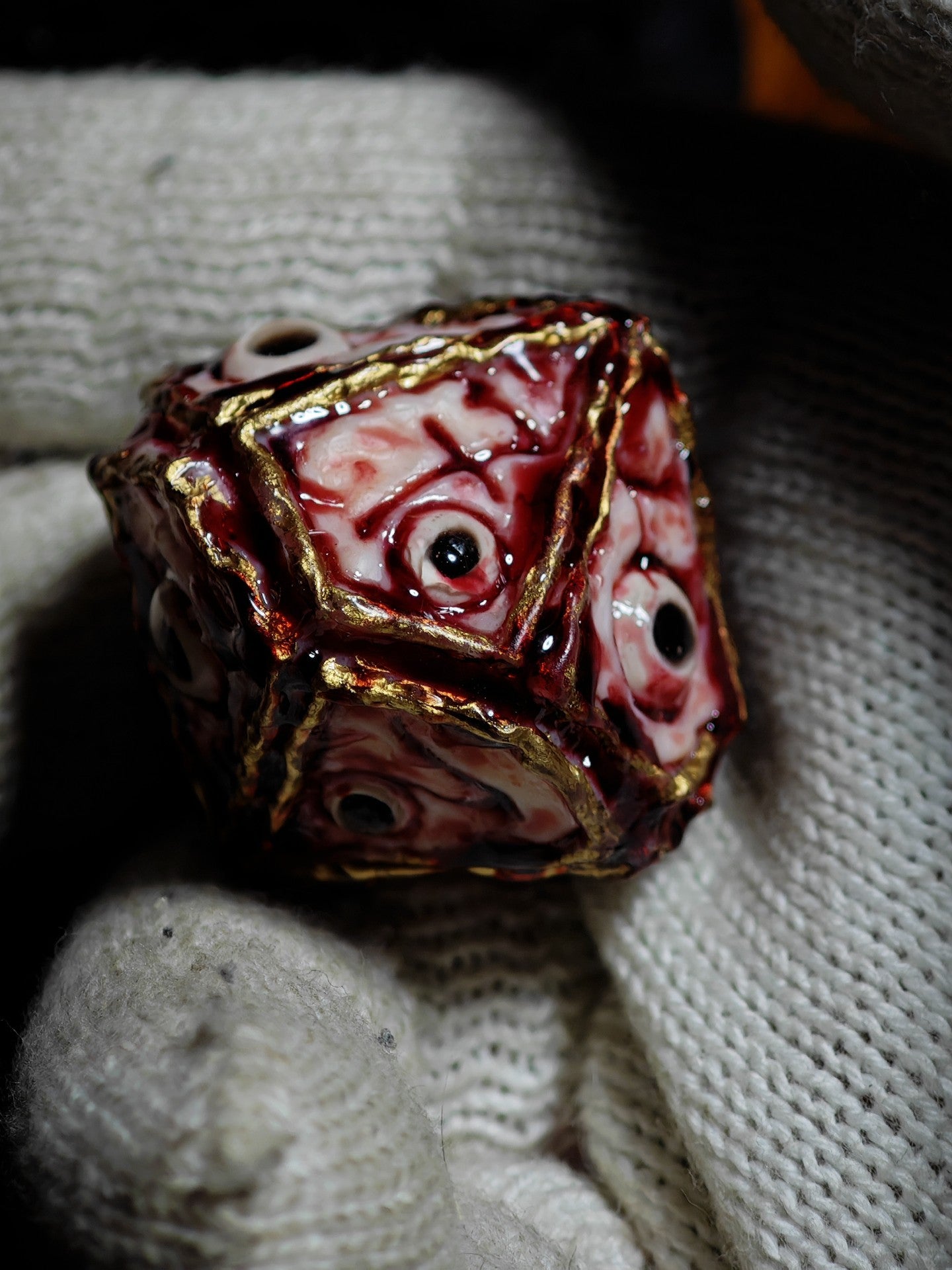 Cthulhu Organic Texture Polyhedral Custom Dice with Eye Motifs