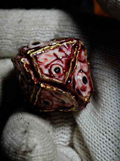 Cthulhu Organic Texture Polyhedral Custom Dice with Eye Motifs