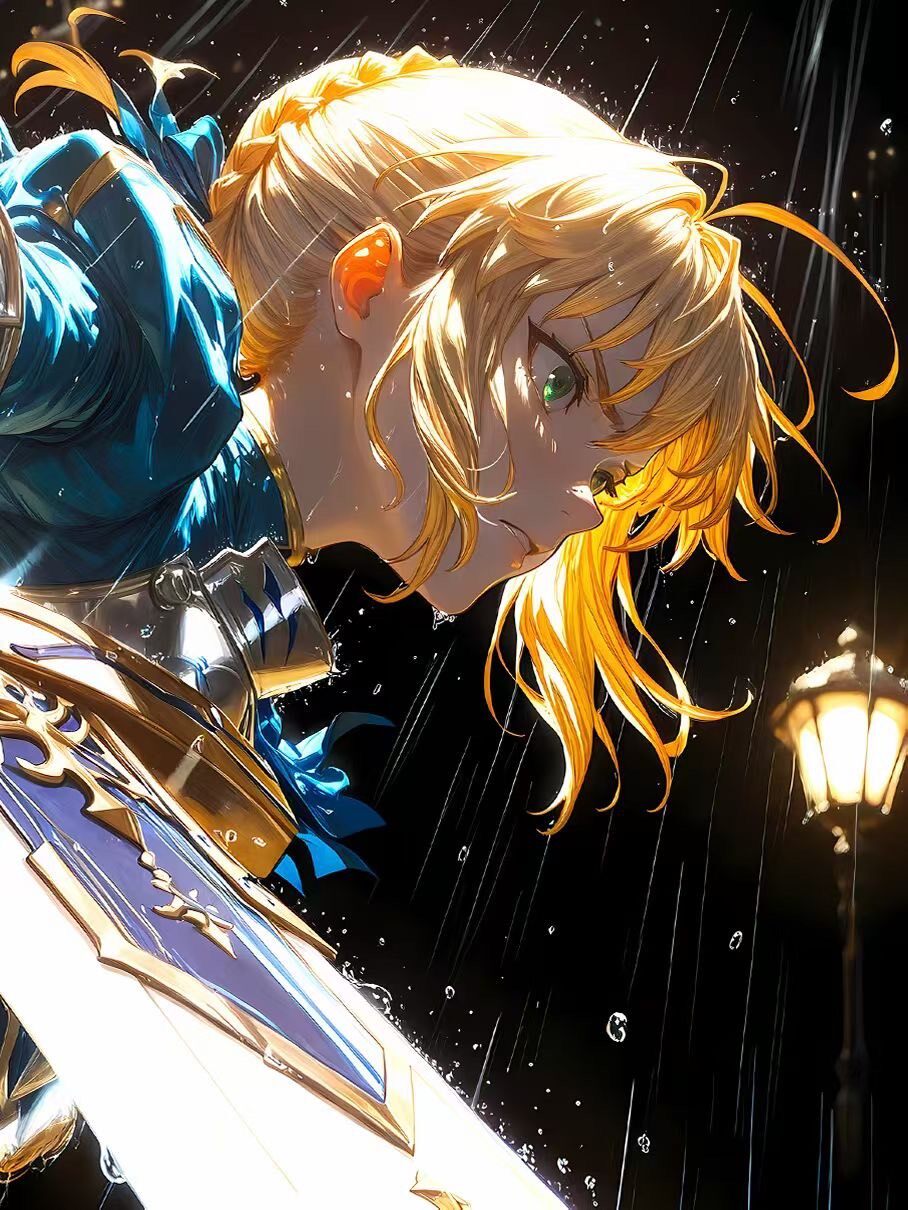 Saber Anime Art Framed Print