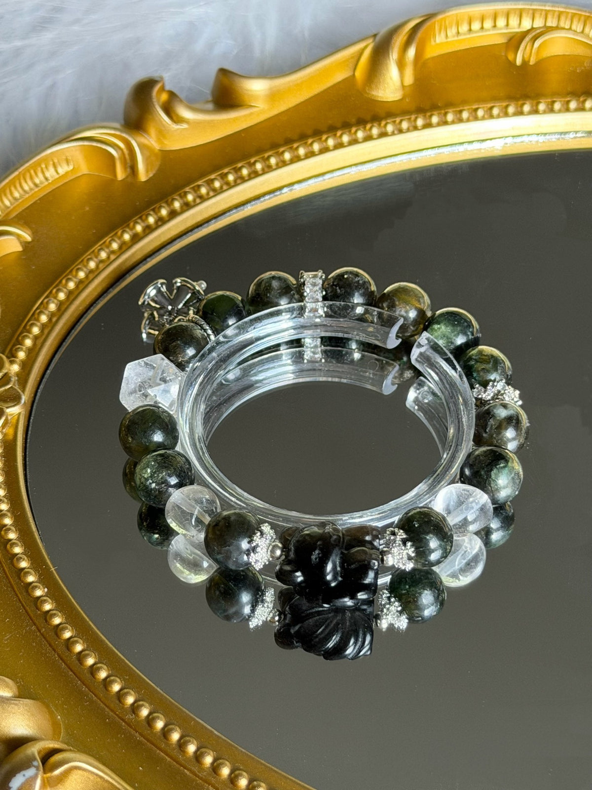 Bracelet en cristal vert émeraude naturel 10mm