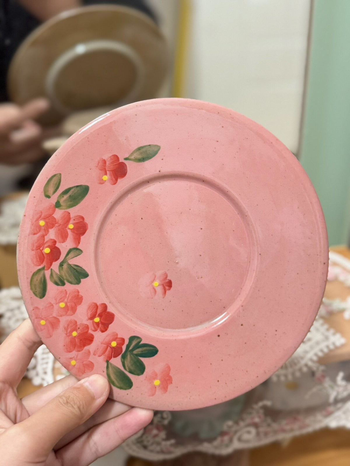 手描き花柄 陶器 カップ＆ソーサーセット
