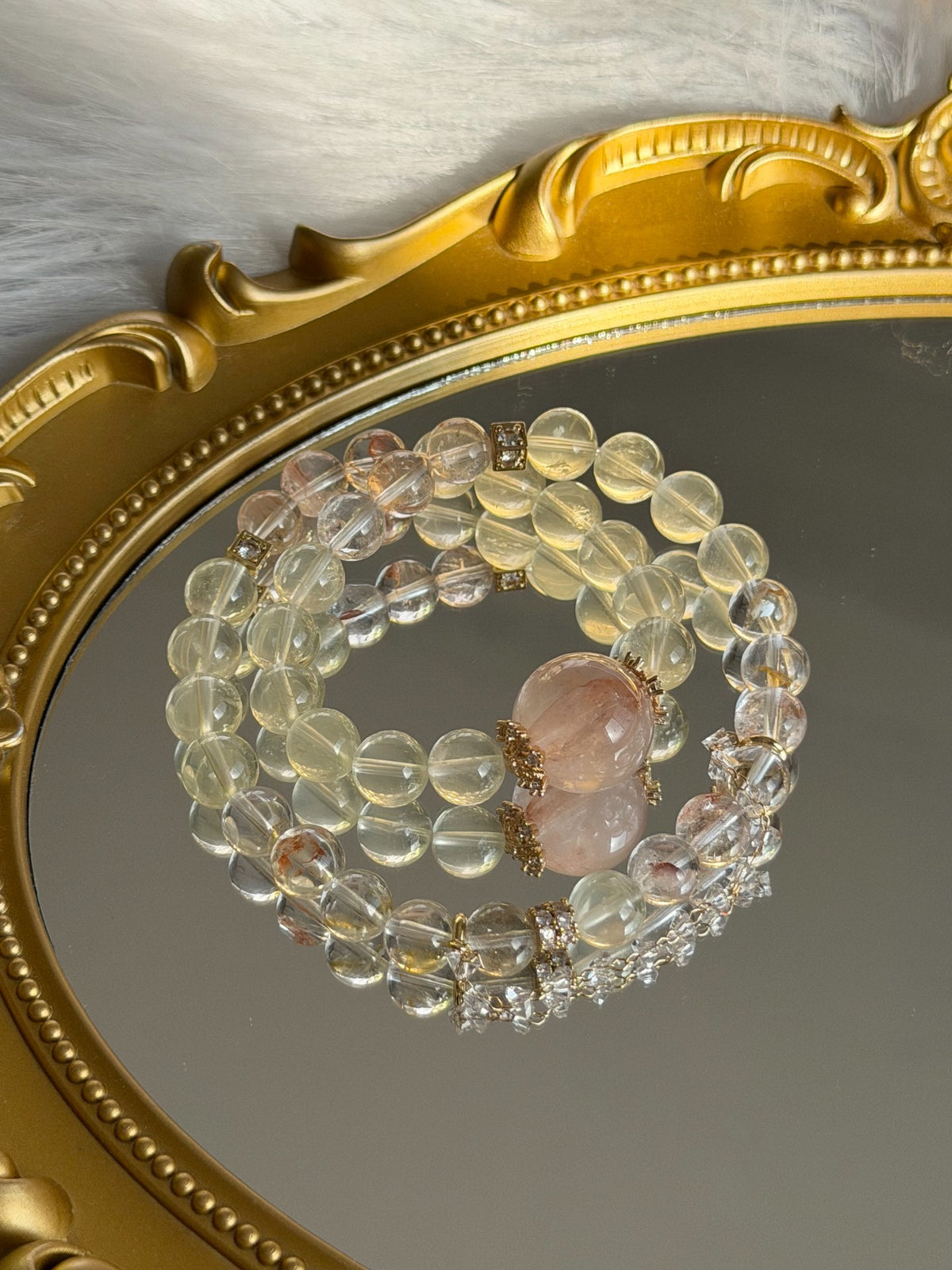 Armband i naturlig kristall med dubbelt lager