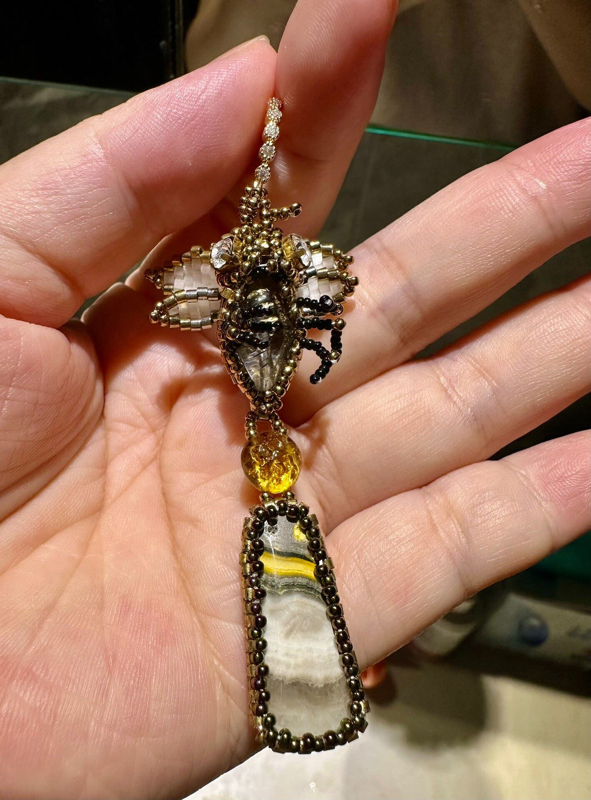 Bee Earrings with Tiger Eye Stones