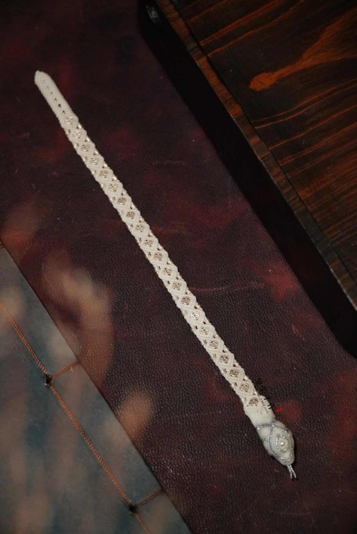 Handwoven White Snake Bracelet with Silver Coins