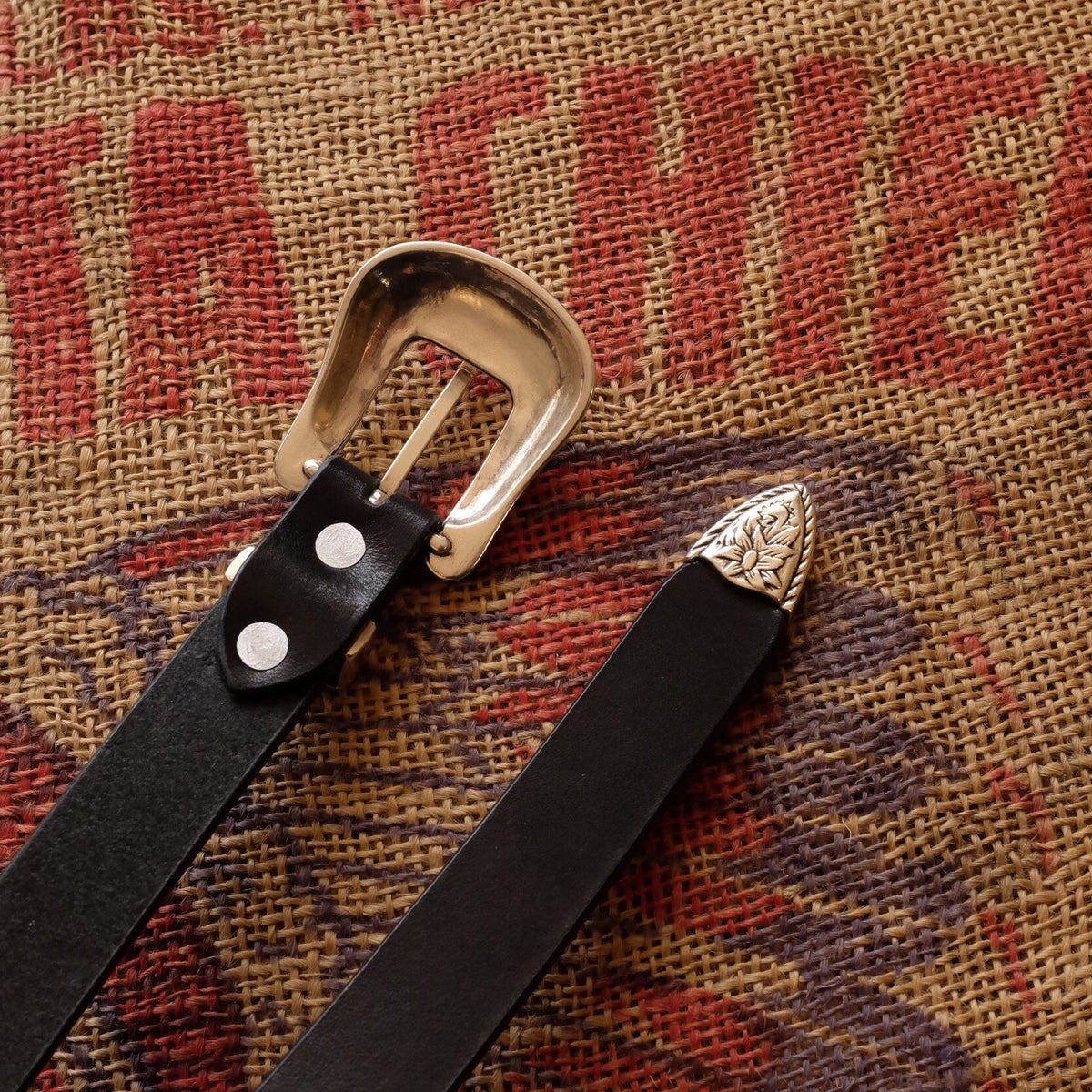 Leather Belt with Antique Silver Buckle