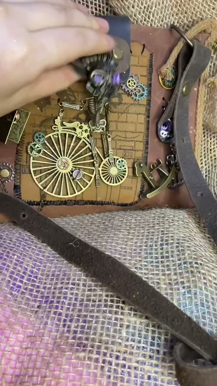 Steampunk Crazy Horse Leather Crossbody Bag
