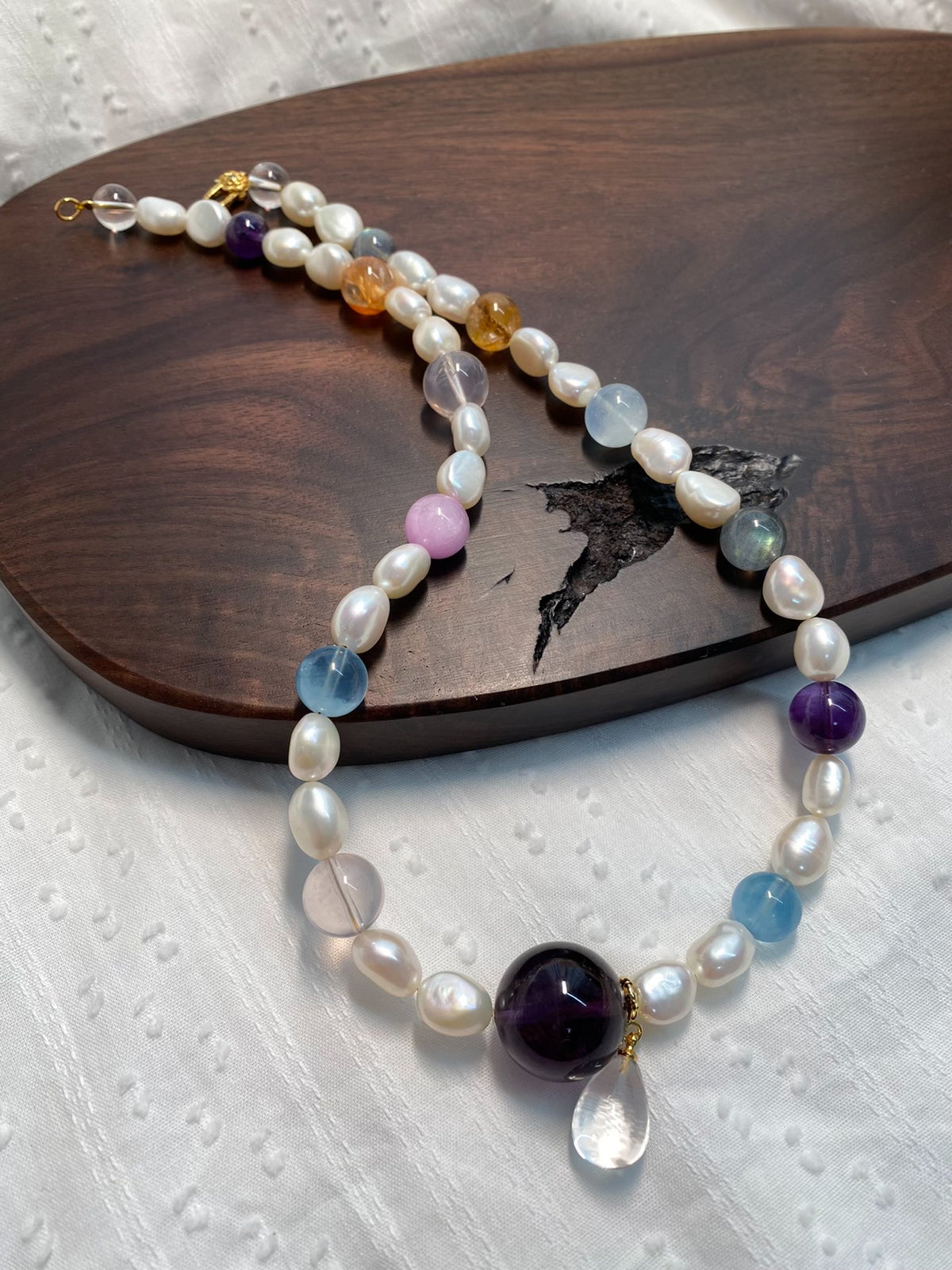 Freshwater Pearl Multi Gemstone Necklace