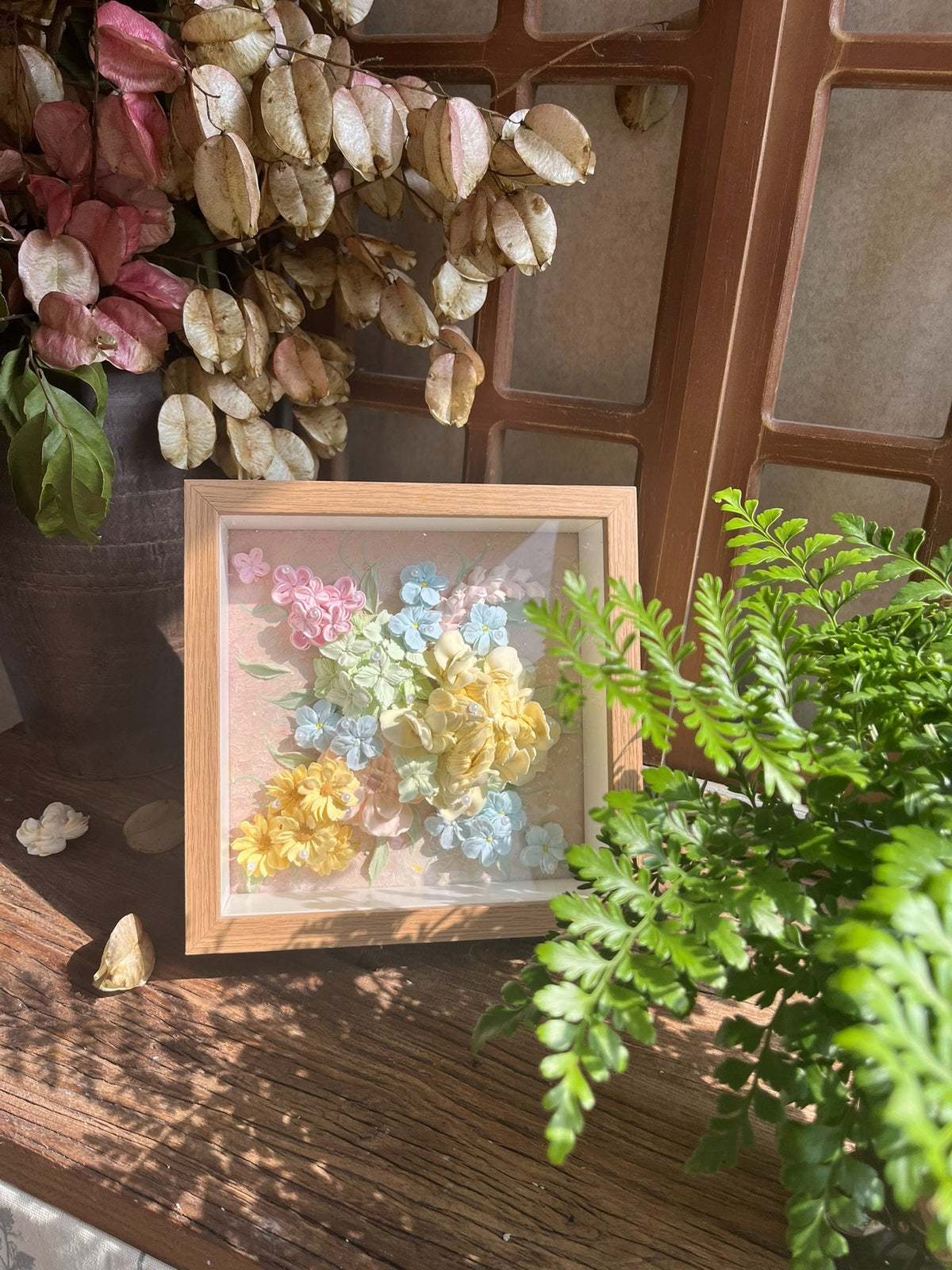 Clay Piping Flower Painting 20x20cm