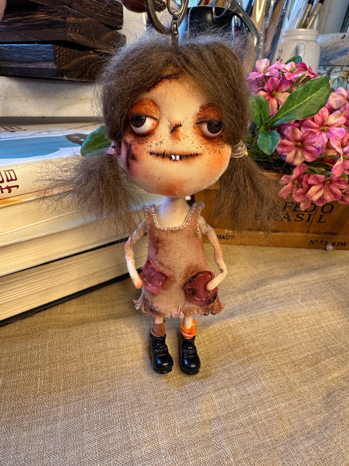 Handmade Fabric Doll Keychain Pendant