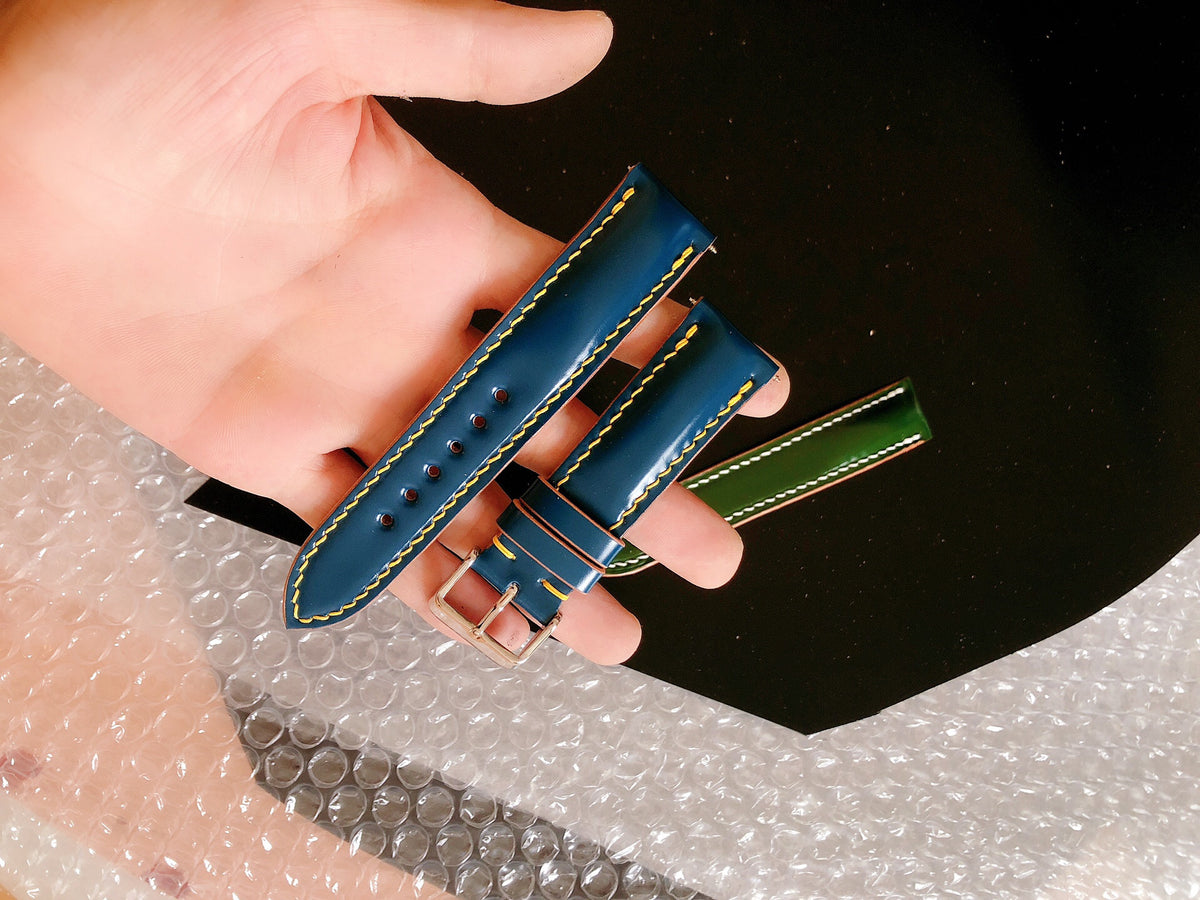 Japanese Shinki Horsehide Blue Watch Strap