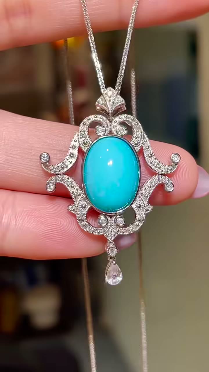 Pendentif-collier en platine Turquoise Sleeping Beauty
