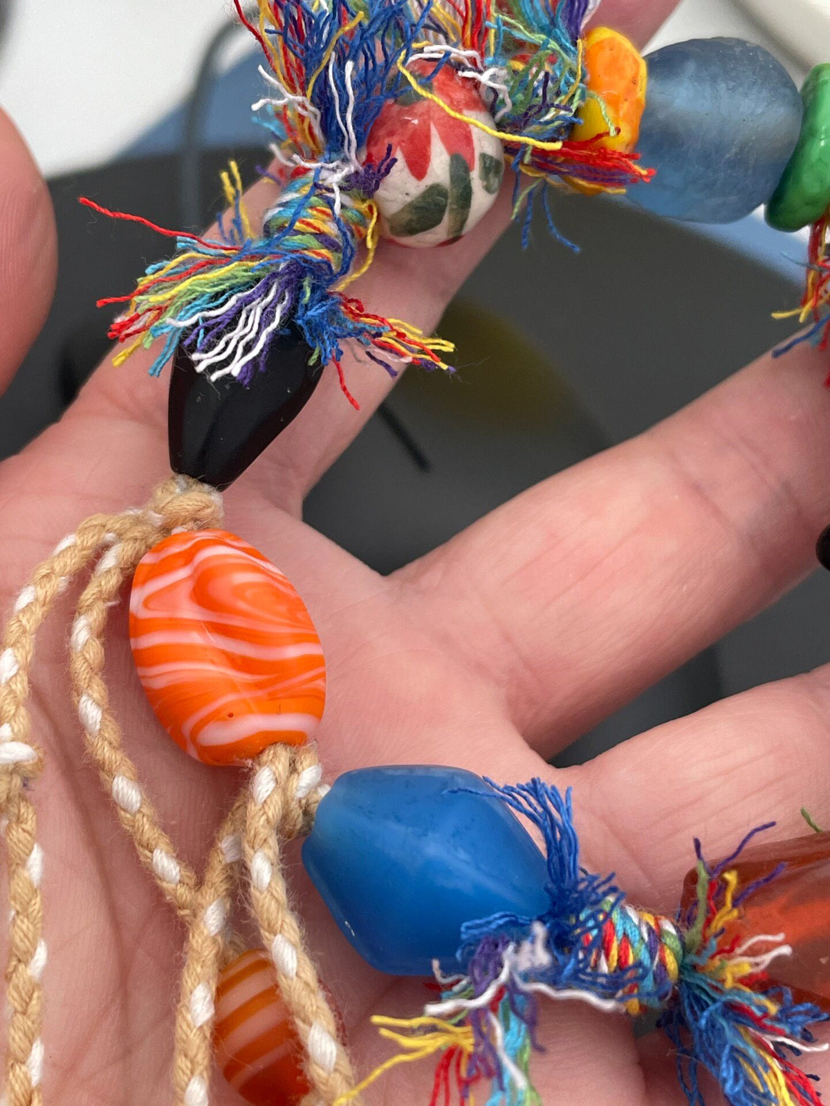 Handcrafted Glass Bead Bracelet With Yellow Doll Head