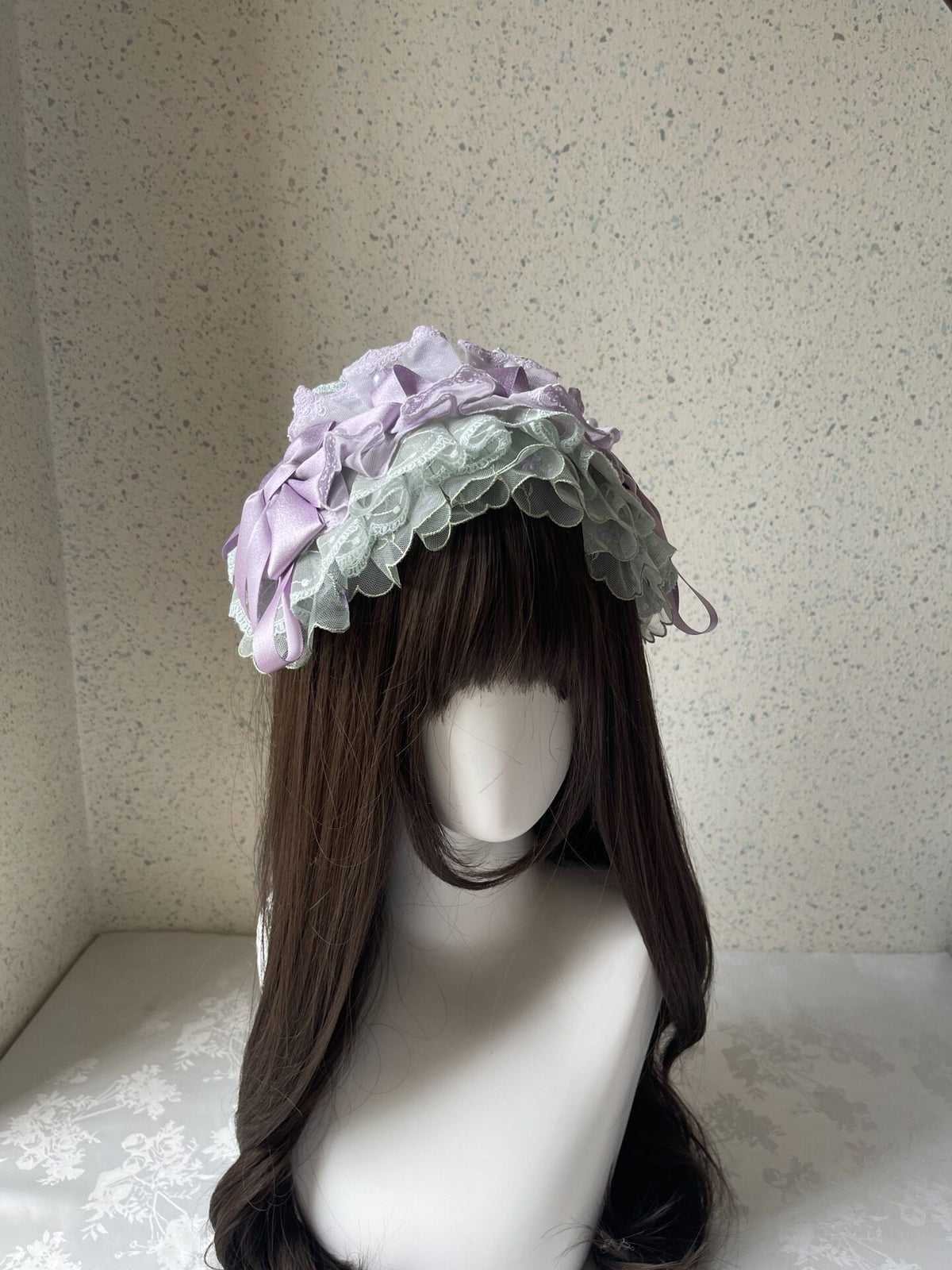 Purple Green Lolita Lace Headband Handmade