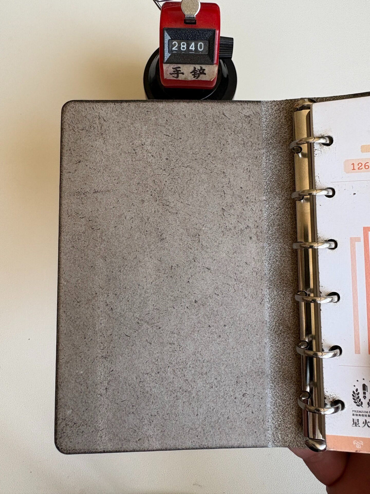 Handmade A7 Leather Binder Khaki Gray
