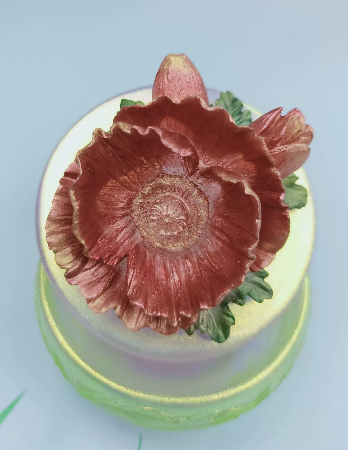 Petite boîte à bijoux en résine au coquelicot