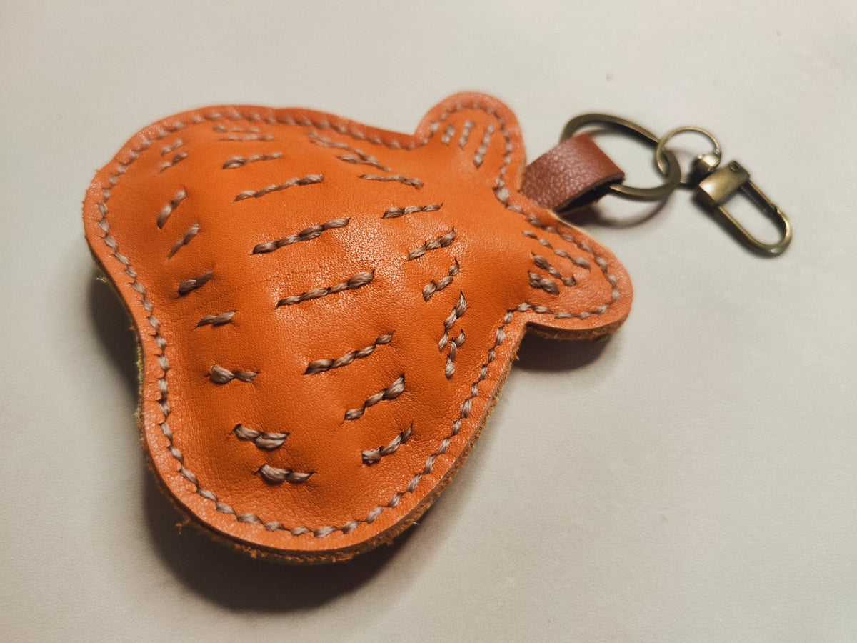Handcrafted Leather Garfield Keychain Pendant