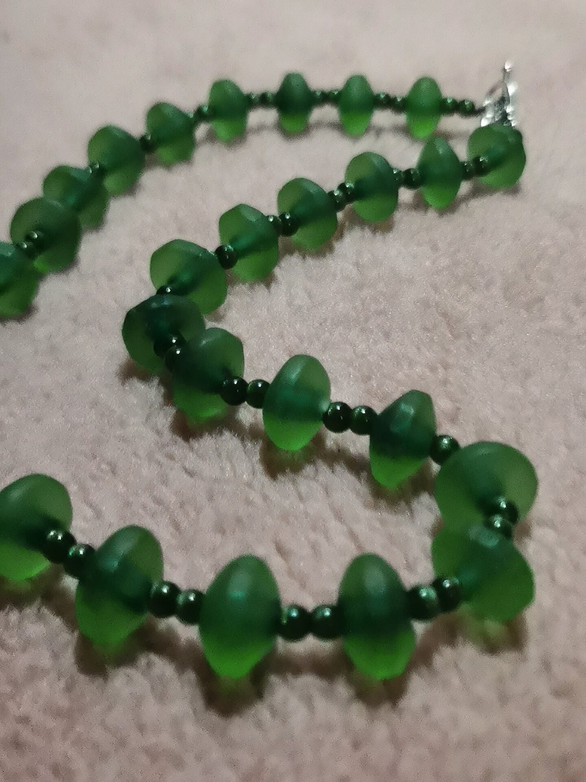 Vaseline Glass Bulb Bead Necklace