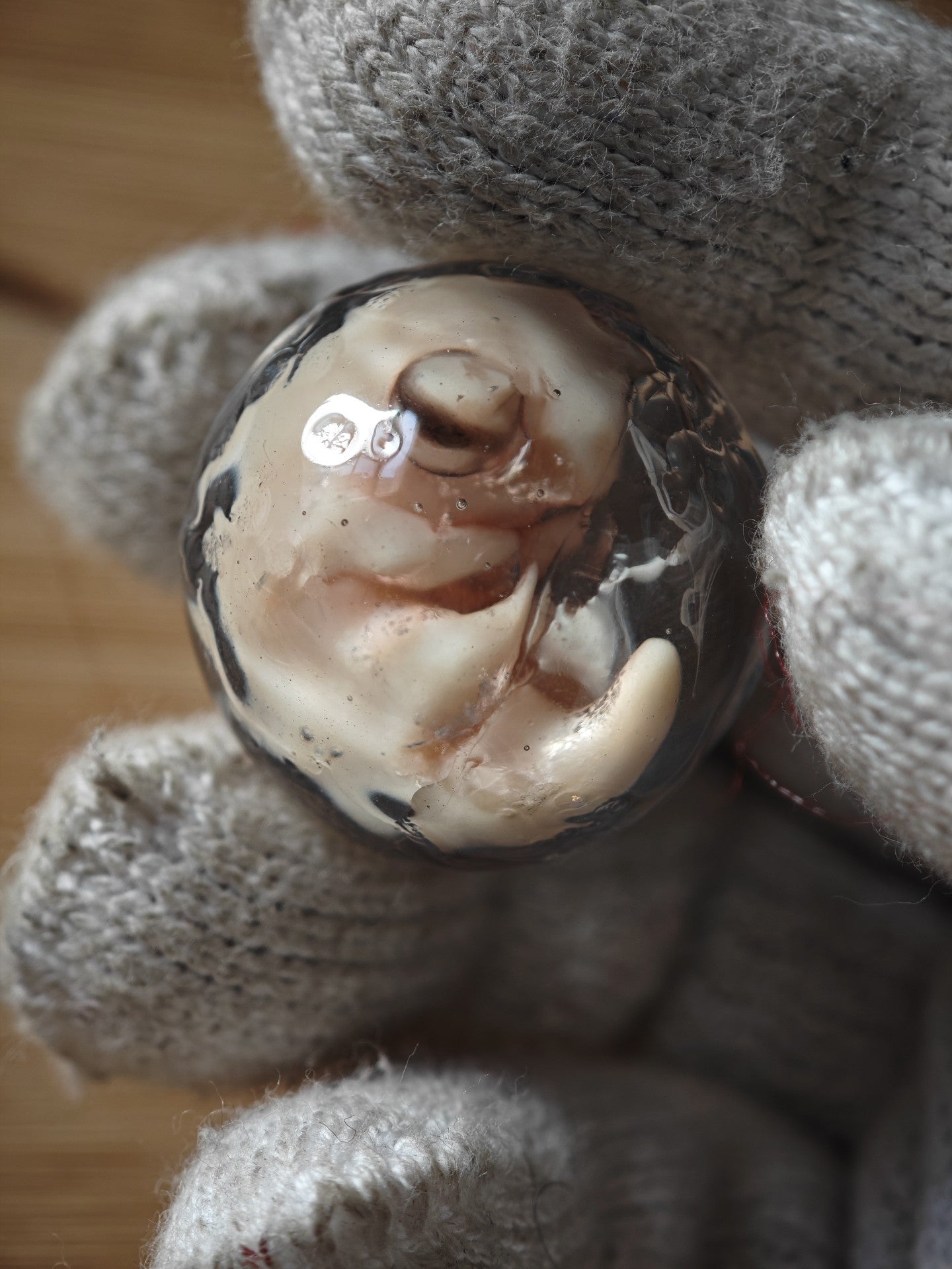 Resin Spherical Pendant with Embryonic Figure